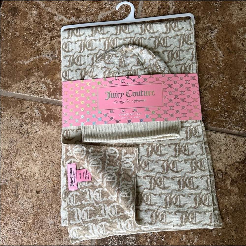 Juicy Couture knit hat and scarf set